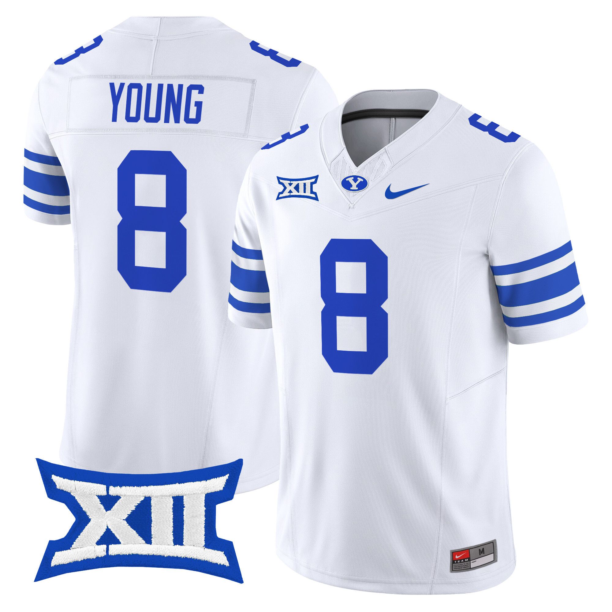 Men BYU Cougars #8 Young White Nike 2024 Vapor Limited NCAA Jersey